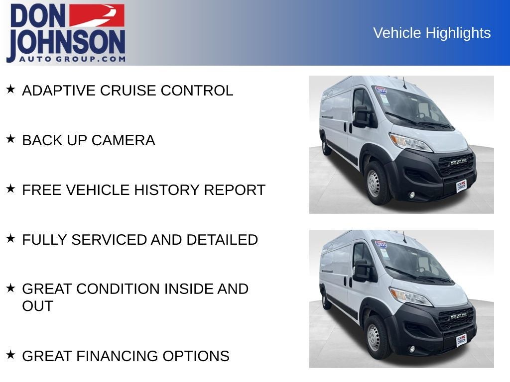 2025 RAM ProMaster 2500 Cargo Van Tradesman High Roof 159' WB w/Pass Seat