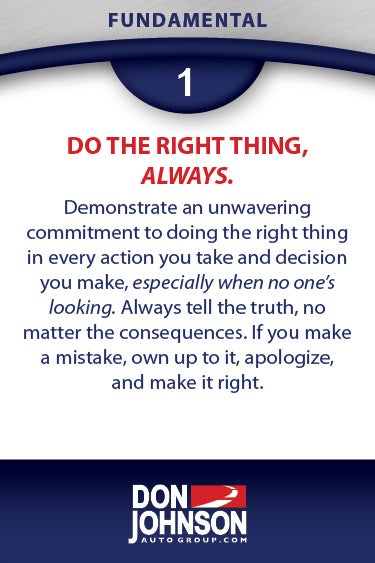 Fundamental 1 - Do The Right Thing, Always