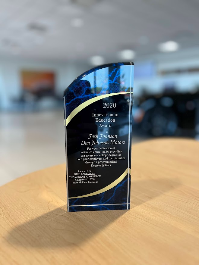 Award - Don Johnson's Hayward Motors Chevrolet in Hayward WI